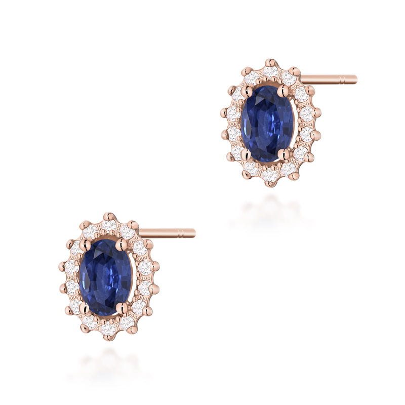 Cercei Aur 14K cu Safir 0.70 ct si Diamante Naturale 0.24 ct, imaginea 7 din 9