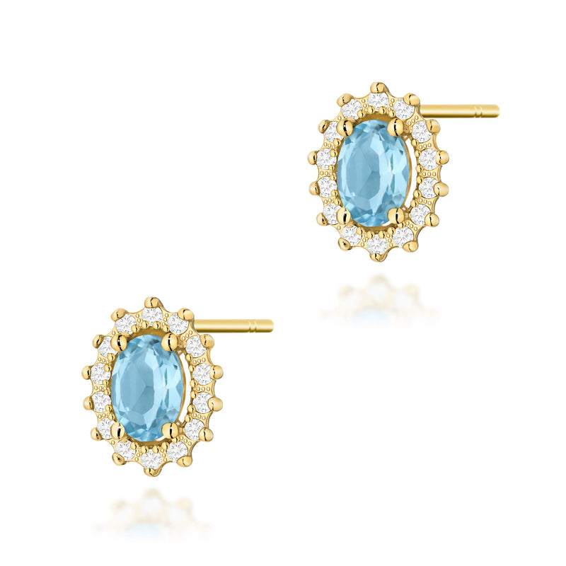 Cercei Aur 14K cu Topaz Swiss 0.50 ct si Diamante Naturale 0.24 ct — Aur galben