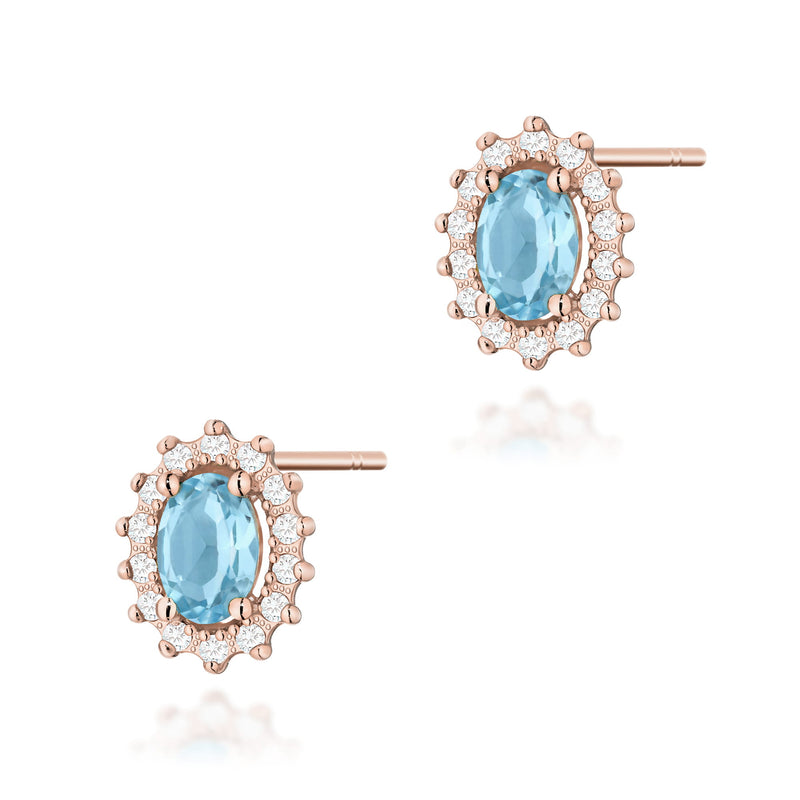 Cercei Aur 14K cu Topaz Swiss 0.50 ct si Diamante Naturale 0.24 ct, imaginea 7 din 9