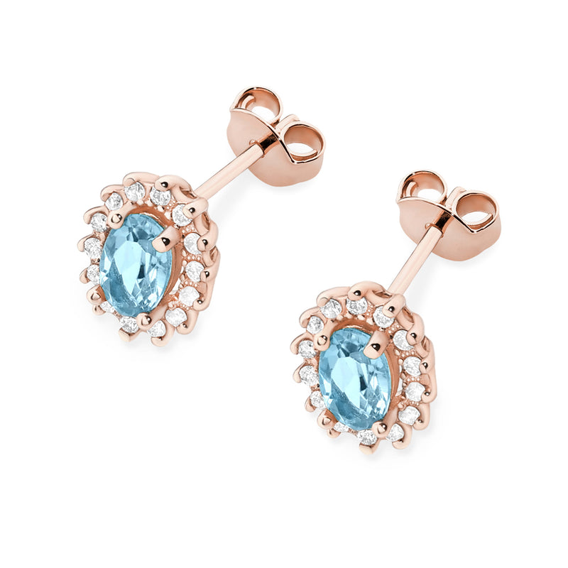 Cercei Aur 14K cu Topaz Swiss 0.50 ct si Diamante Naturale 0.24 ct, imaginea 8 din 9