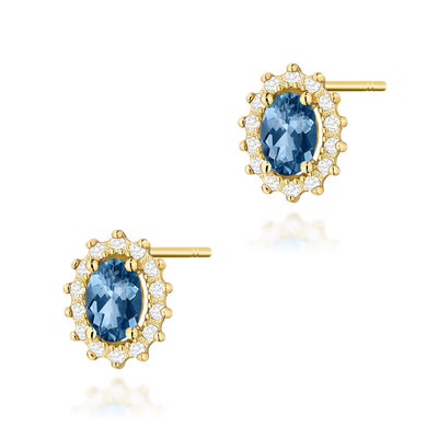 Cercei Aur 14K cu Topaz London Blue 0.50 ct si Diamante Naturale 0.24 ct
