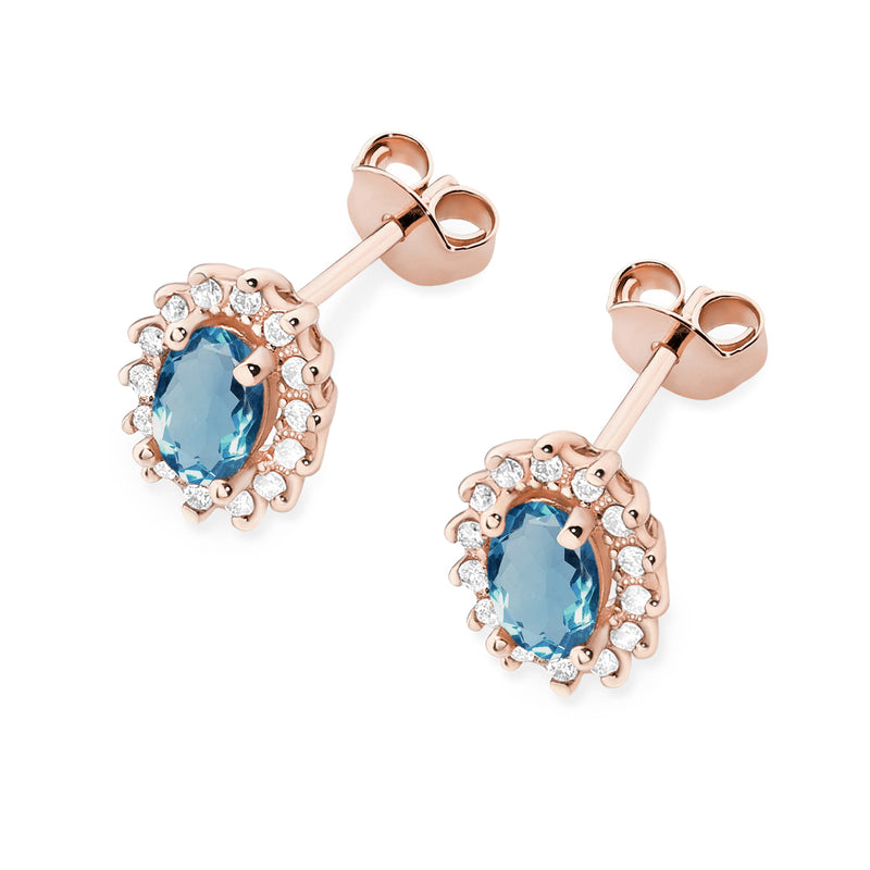Cercei Aur 14K cu Topaz London Blue 0.50 ct si Diamante Naturale 0.24 ct, imaginea 8 din 9