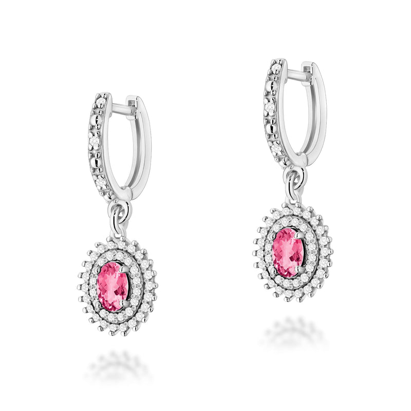 Cercei Aur 14K cu Topaz Roz 0.50 ct si Diamante Naturale 0.44 ct, imaginea 3 din 6
