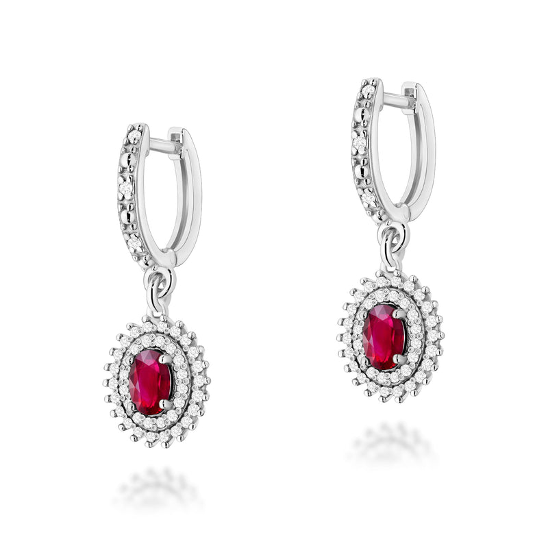 Cercei Aur 14K cu Rubin 0.60 ct si Diamante Naturale 0.44 ct, imaginea 3 din 6