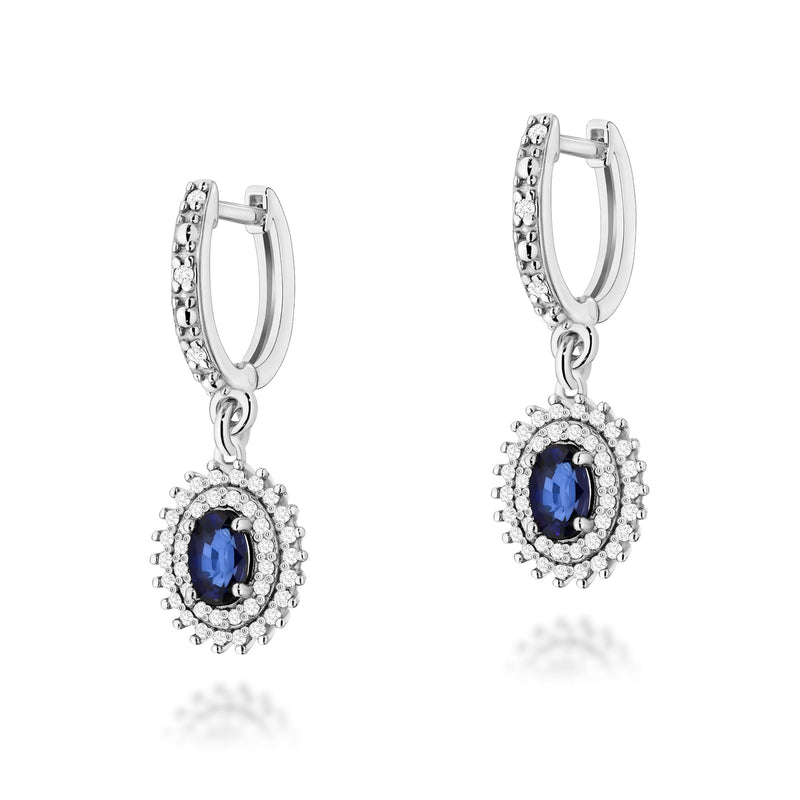 Cercei Aur 14K cu Safir 0.70 ct si Diamante Naturale 0.44 ct, imaginea 3 din 6