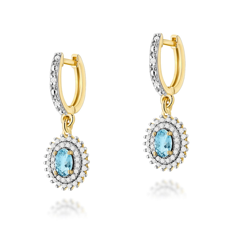 Cercei Aur 14K cu Topaz Swiss 0.50 ct si Diamante Naturale 0.44 ct — Aur galben