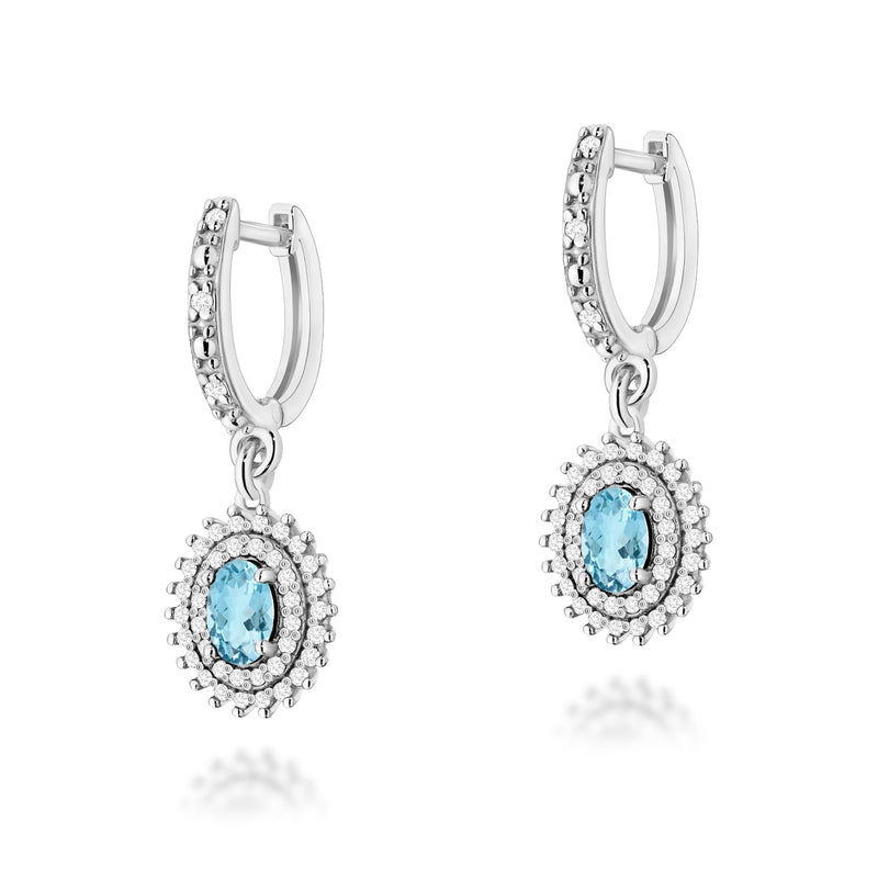 Cercei Aur 14K cu Topaz Swiss 0.50 ct si Diamante Naturale 0.44 ct, imaginea 3 din 6