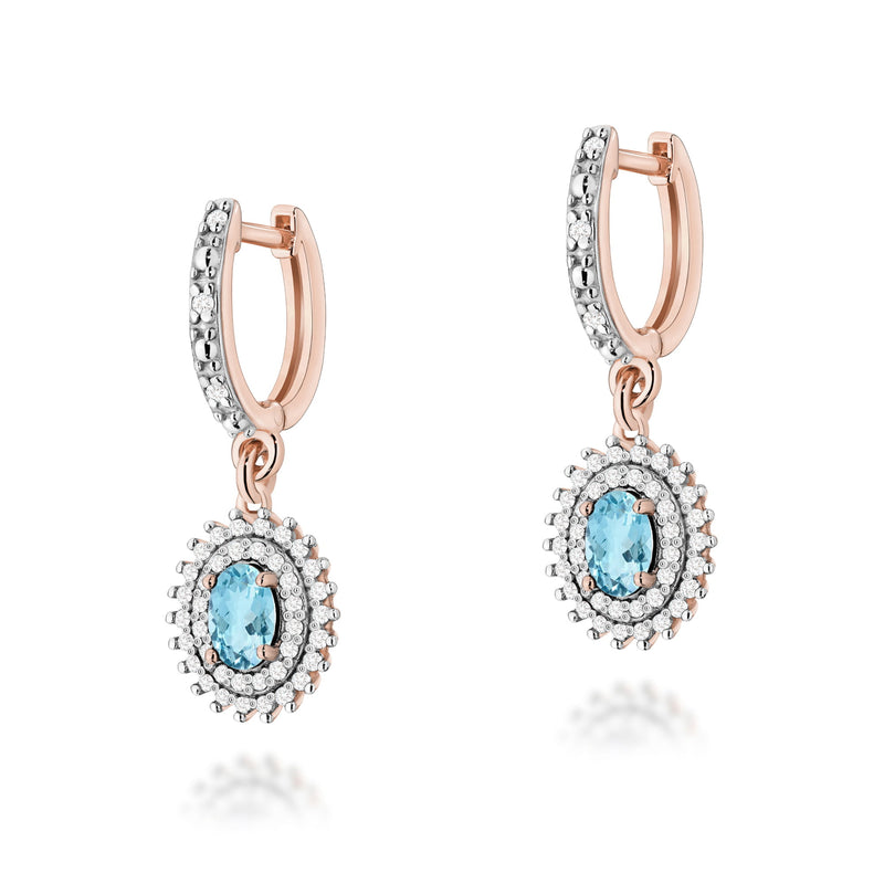 Cercei Aur 14K cu Topaz Swiss 0.50 ct si Diamante Naturale 0.44 ct, imaginea 5 din 6