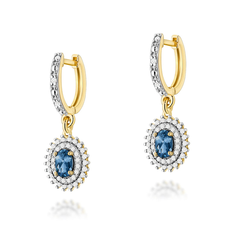 Cercei Aur 14K cu Topaz London Blue 0.50 ct si Diamante Naturale 0.44 ct — Aur galben