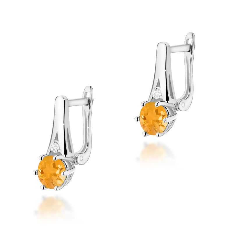 Cercei Aur 14K cu Citrin 0.50 ct si Diamante Naturale 0.03 ct, imaginea 3 din 6