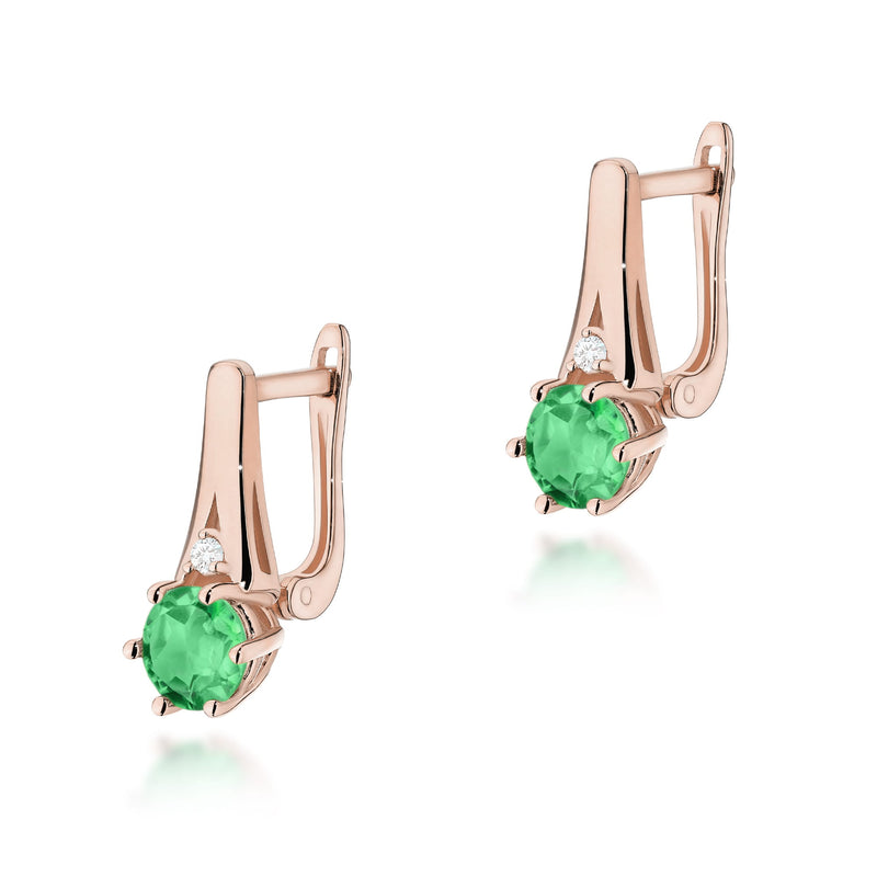 Cercei Aur 14K cu Smarald 0.50 ct si Diamante Naturale 0.03 ct, imaginea 5 din 6