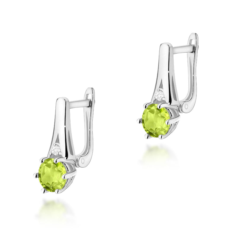 Cercei Aur 14K cu Peridot 0.60 ct si Diamante Naturale 0.03 ct, imaginea 3 din 6