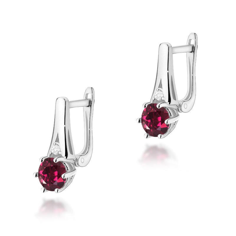 Cercei Aur 14K cu Rhodolite 0.60 ct si Diamante Naturale 0.03 ct, imaginea 3 din 6