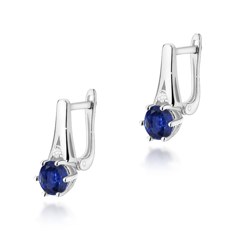 Cercei Aur 14K cu Safir 0.50 ct si Diamante Naturale 0.03 ct, imaginea 3 din 6