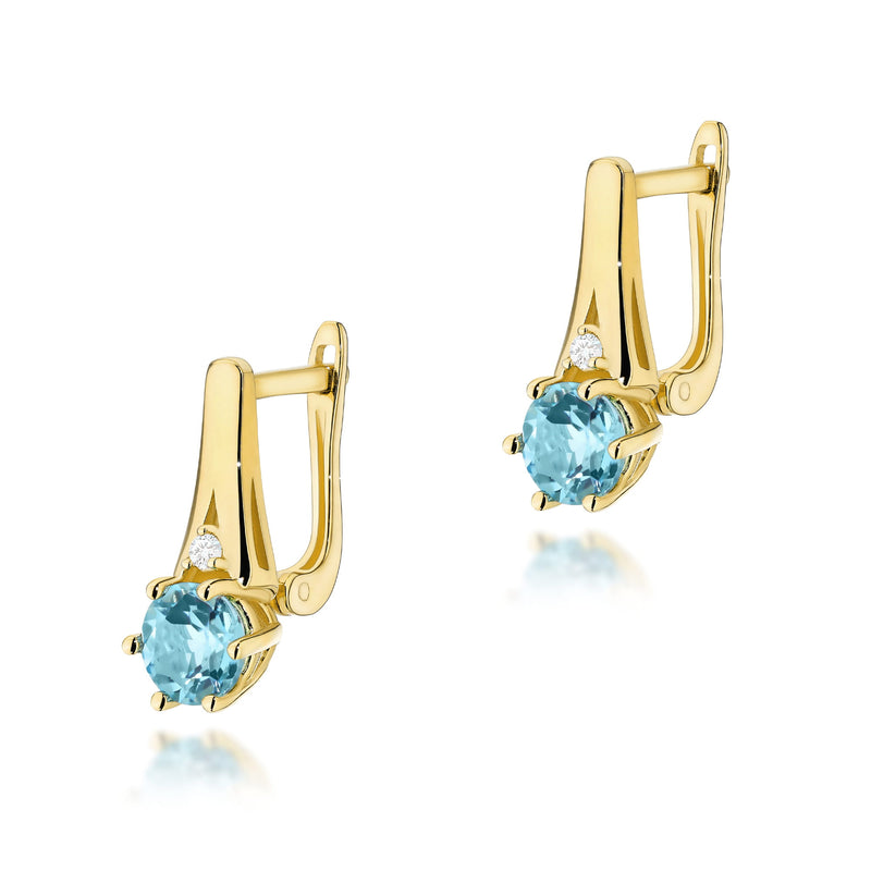 Cercei Aur 14K cu Topaz Swiss 0.50 ct si Diamante Naturale 0.03 ct — Aur galben