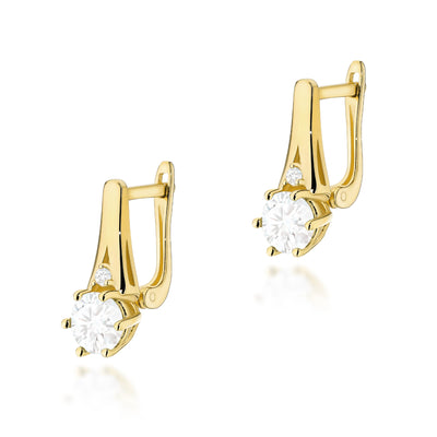 Cercei Aur 14K cu White Sapphire 0.60 ct si Diamante Naturale 0.03 ct