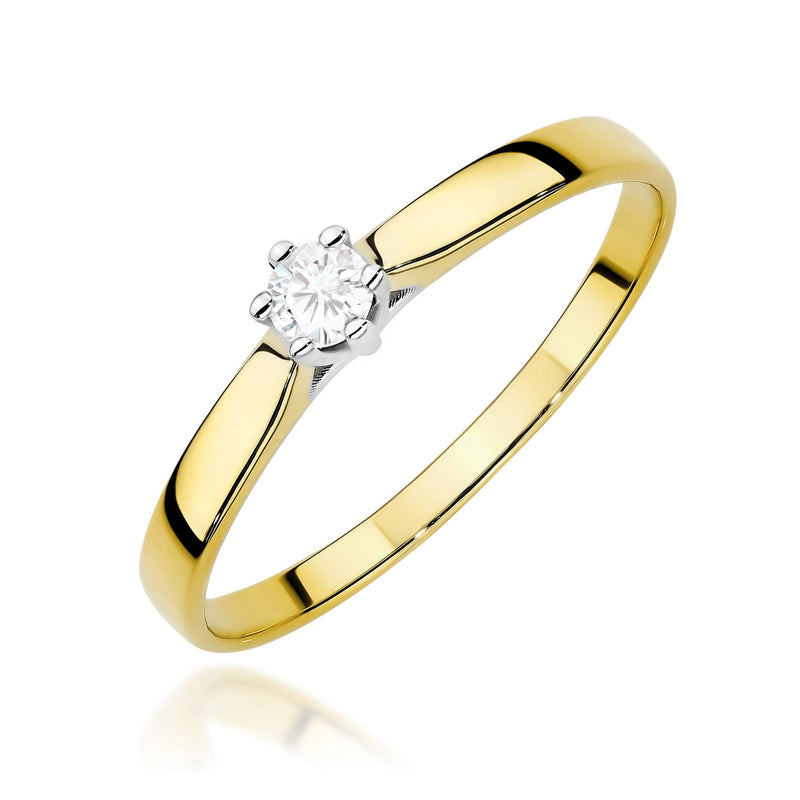 Inel Aur 14K cu Diamant de Laborator 0.10 ct — Aur galben