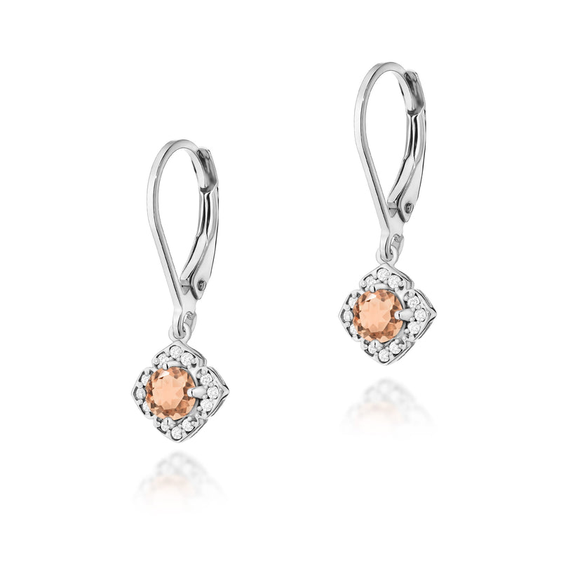 Cercei Aur 14K cu Morganit 0.25 ct si Diamante Naturale 0.06 ct, imaginea 3 din 4