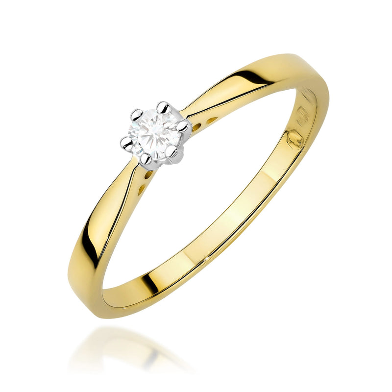 Inel Aur 14K cu Diamant de Laborator 0.10 ct — Aur galben