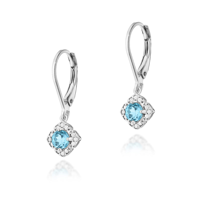 Cercei Aur 14K cu Topaz Swiss 0.25 ct si Diamante Naturale 0.06 ct, imaginea 3 din 4