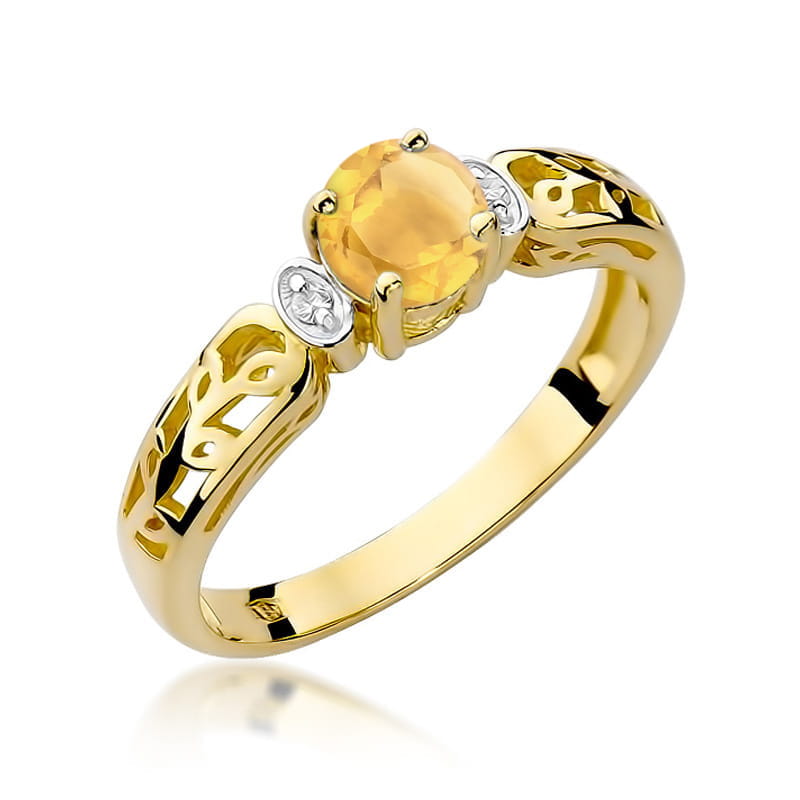 Inel Aur 14K cu Citrin 0.50 ct — Aur galben