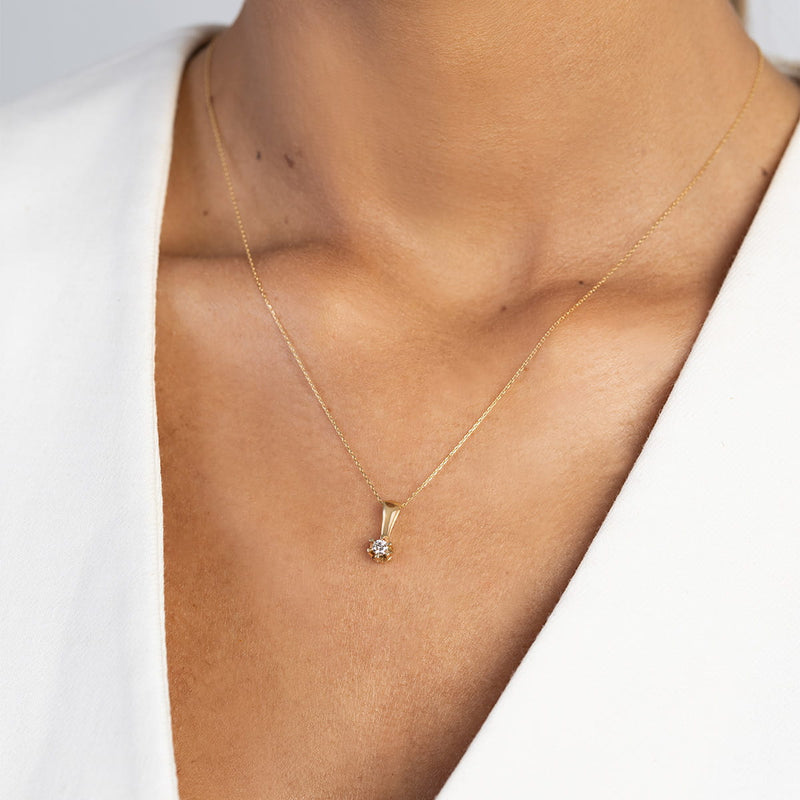 Pandantiv Aur 14K cu Diamant de Laborator 0.10 ct, imaginea 2 din 5