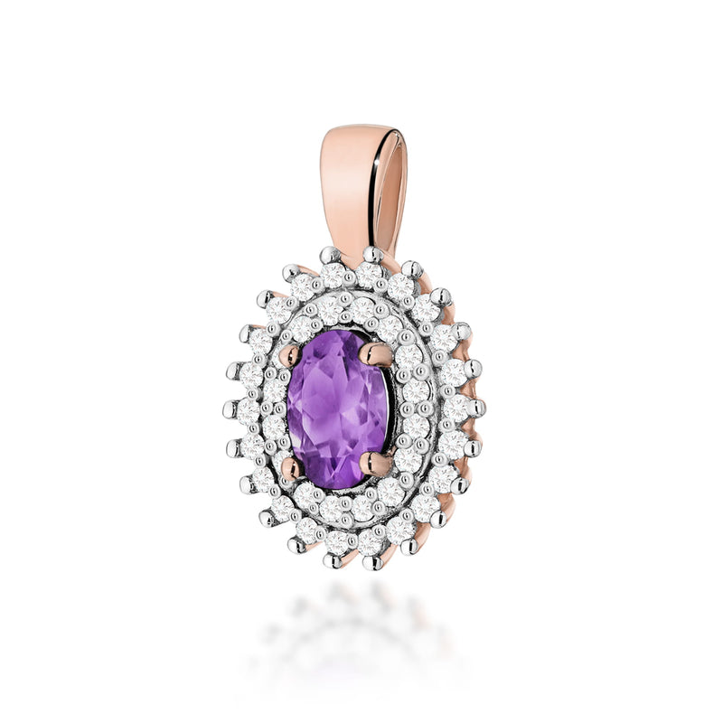 Pandantiv Aur 14K cu Ametist 0.40 ct si Diamante Naturale 0.19 ct, imaginea 5 din 6