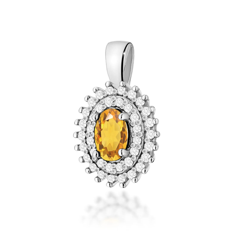 Pandantiv Aur 14K cu Citrin 0.60 ct si Diamante Naturale 0.19 ct, imaginea 3 din 6