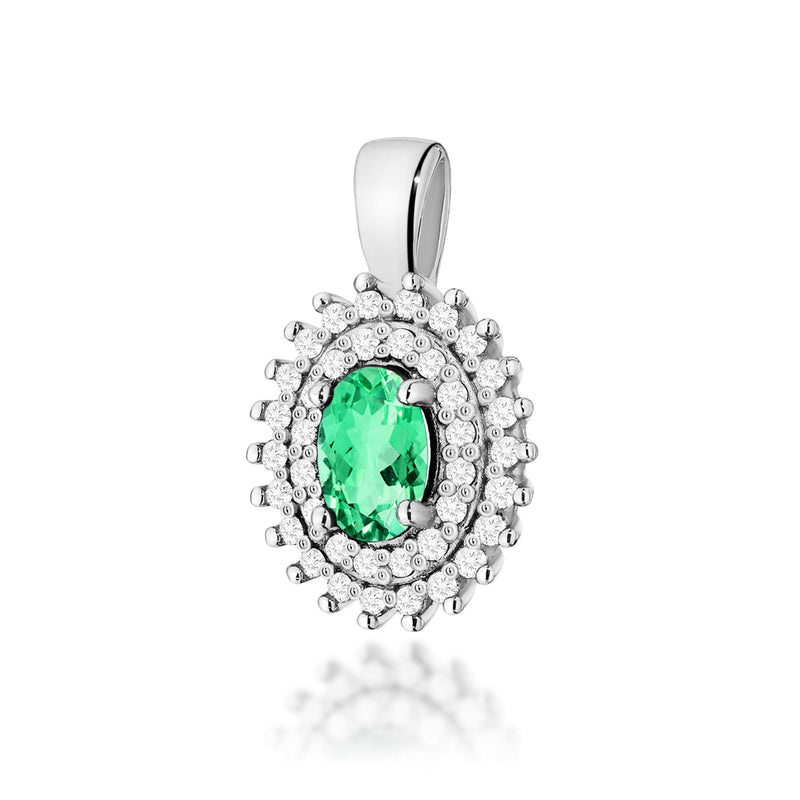 Pandantiv Aur 14K cu Smarald 0.40 ct si Diamante Naturale 0.19 ct, imaginea 3 din 6