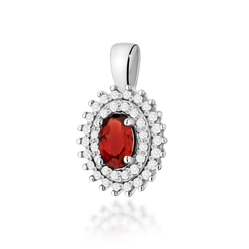 Pandantiv Aur 14K cu Granat 0.50 ct si Diamante Naturale 0.19 ct, imaginea 3 din 6
