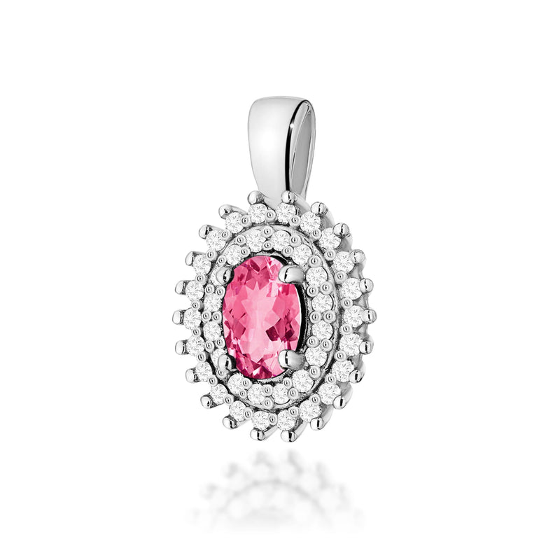 Pandantiv Aur 14K cu Topaz Roz 0.50 ct si Diamante Naturale 0.19 ct, imaginea 3 din 6