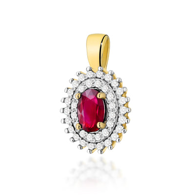 Pandantiv Aur 14K cu Rubin 0.60 ct si Diamante Naturale 0.19 ct
