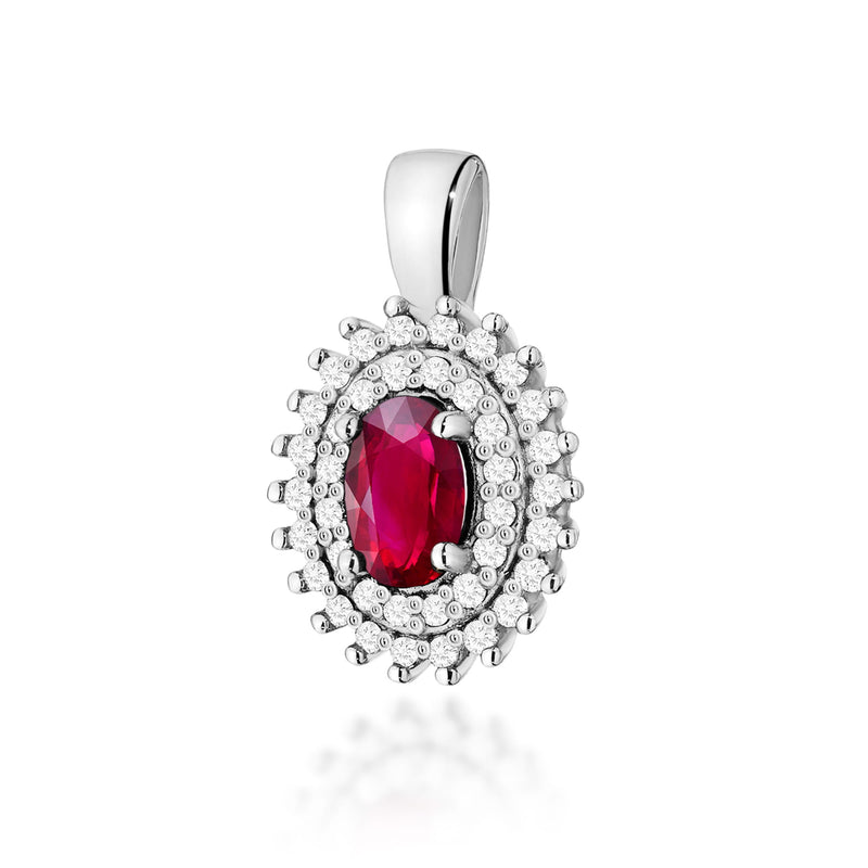 Pandantiv Aur 14K cu Rubin 0.60 ct si Diamante Naturale 0.19 ct, imaginea 3 din 6