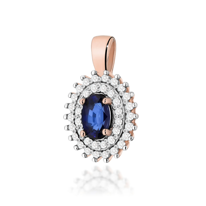 Pandantiv Aur 14K cu Safir 0.70 ct si Diamante Naturale 0.19 ct, imaginea 5 din 6