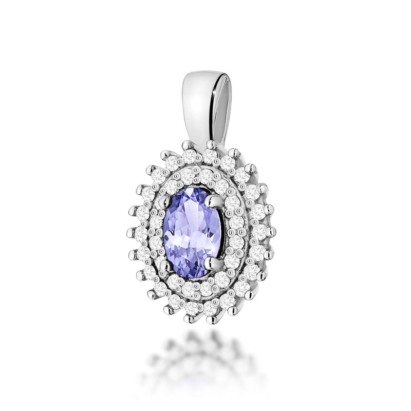 Pandantiv Aur 14K cu Tanzanit 0.40 ct si Diamante Naturale 0.19 ct, imaginea 3 din 6
