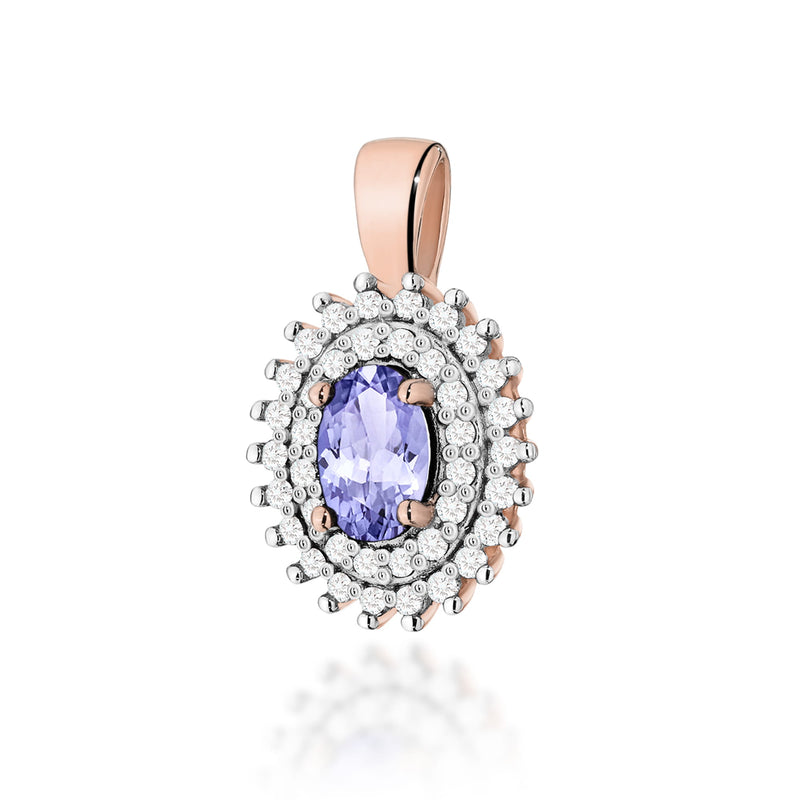 Pandantiv Aur 14K cu Tanzanit 0.40 ct si Diamante Naturale 0.19 ct, imaginea 5 din 6