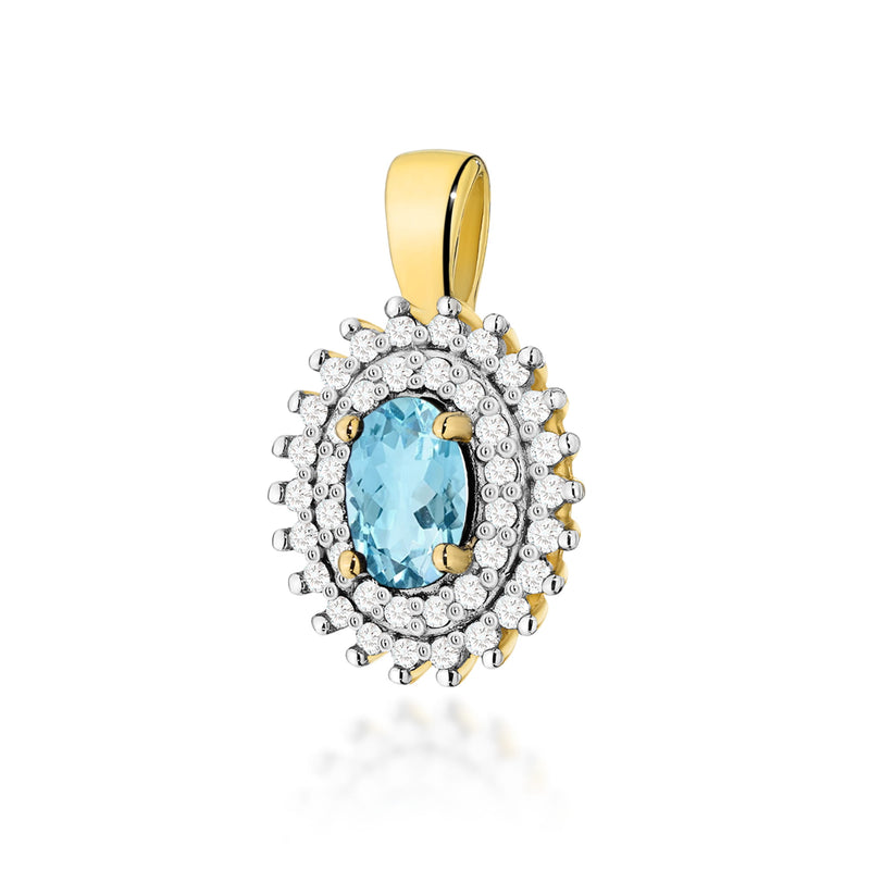 Pandantiv Aur 14K cu Topaz Swiss 0.50 ct si Diamante Naturale 0.19 ct — Aur galben