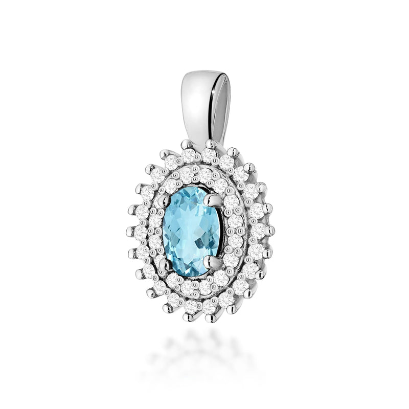 Pandantiv Aur 14K cu Topaz Swiss 0.50 ct si Diamante Naturale 0.19 ct, imaginea 3 din 6