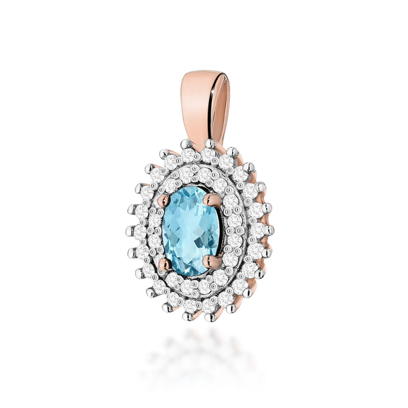 Pandantiv Aur 14K cu Topaz Swiss 0.50 ct si Diamante Naturale 0.19 ct, imaginea 5 din 6