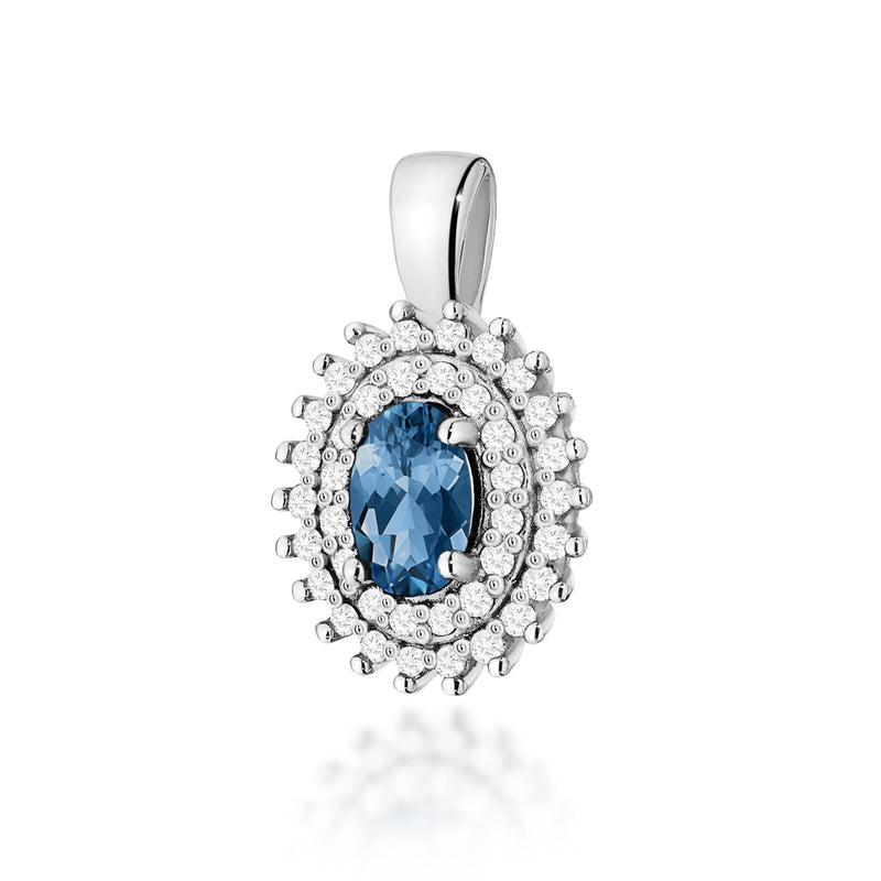 Pandantiv Aur 14K cu Topaz London Blue 0.50 ct si Diamante Naturale 0.19 ct, imaginea 3 din 6