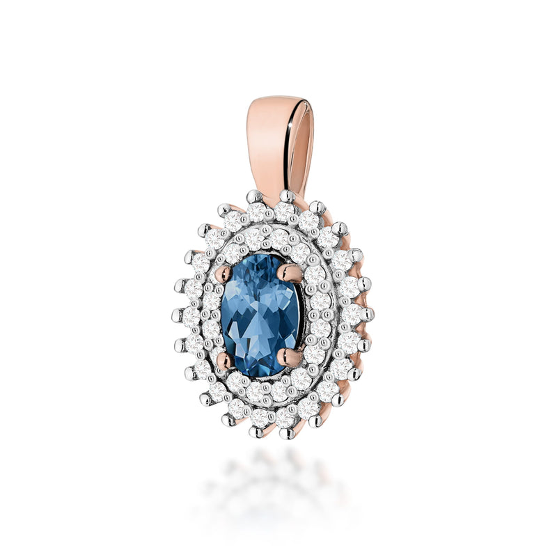 Pandantiv Aur 14K cu Topaz London Blue 0.50 ct si Diamante Naturale 0.19 ct, imaginea 5 din 6