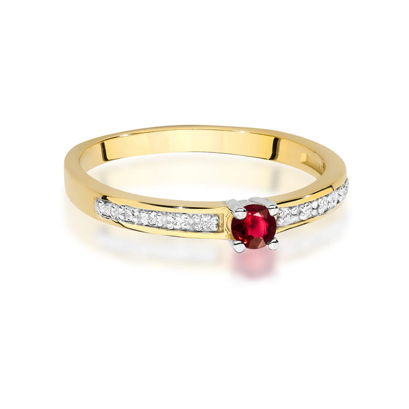 Inel Aur 14K cu Rubin 0.15 ct si Diamante Naturale 0.05 ct, imaginea 2 din 12