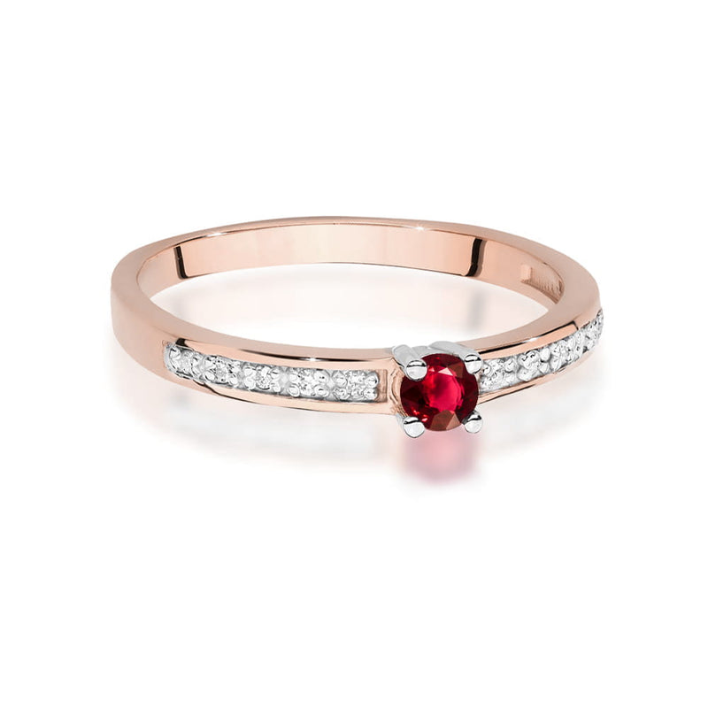 Inel Aur 14K cu Rubin 0.15 ct si Diamante Naturale 0.05 ct, imaginea 10 din 12