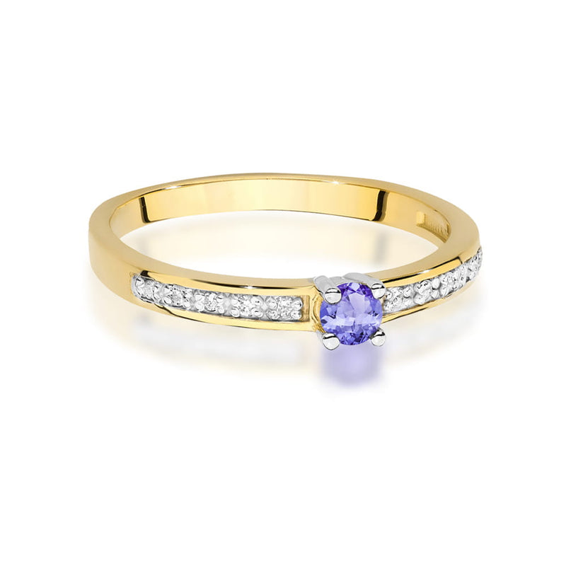 Inel Aur 14K cu Tanzanit 0.15 ct si Diamante Naturale 0.05 ct, imaginea 2 din 12