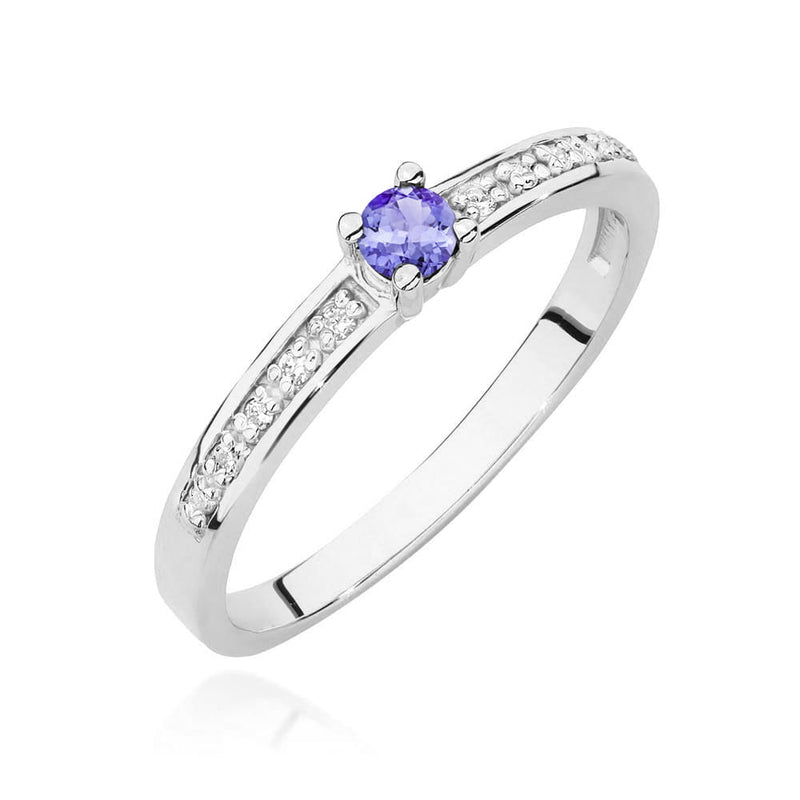 Inel Aur 14K cu Tanzanit 0.15 ct si Diamante Naturale 0.05 ct, imaginea 5 din 12