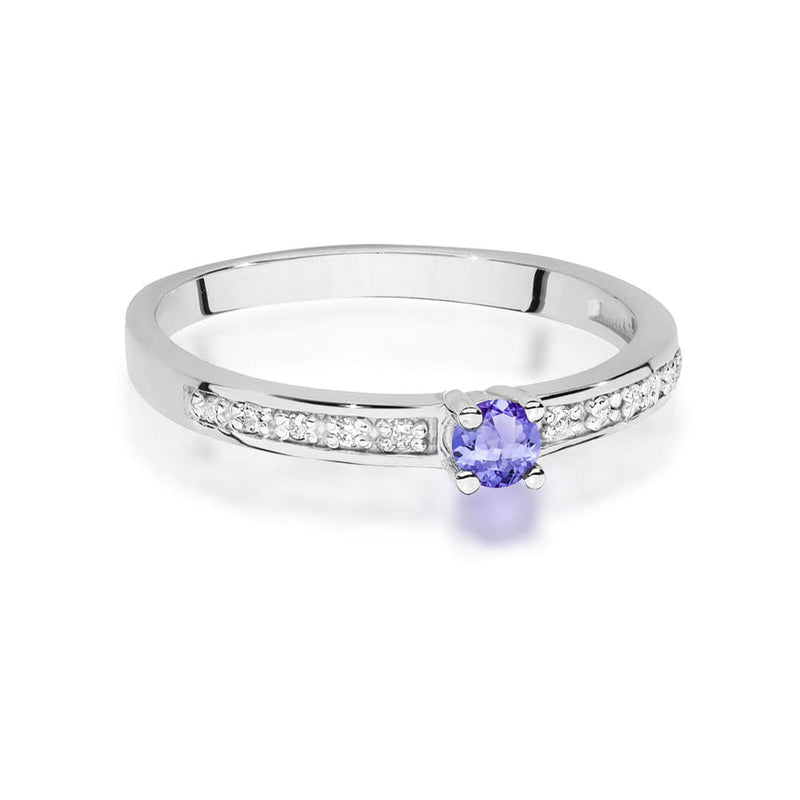 Inel Aur 14K cu Tanzanit 0.15 ct si Diamante Naturale 0.05 ct, imaginea 6 din 12