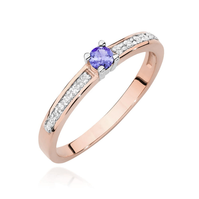 Inel Aur 14K cu Tanzanit 0.15 ct si Diamante Naturale 0.05 ct, imaginea 9 din 12