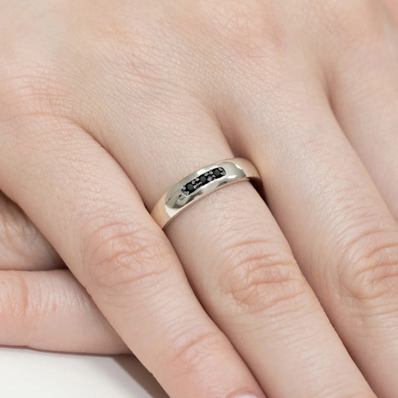 Inel Aur 14K cu Diamante Naturale Negre 0.04 ct, imaginea 8 din 12