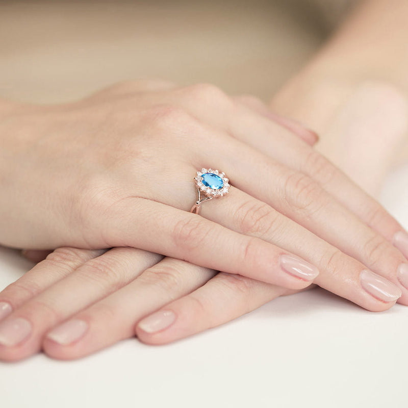 Inel Aur 14K cu Topaz Swiss 0.50 ct si Diamante Naturale 0.12 ct, imaginea 12 din 12