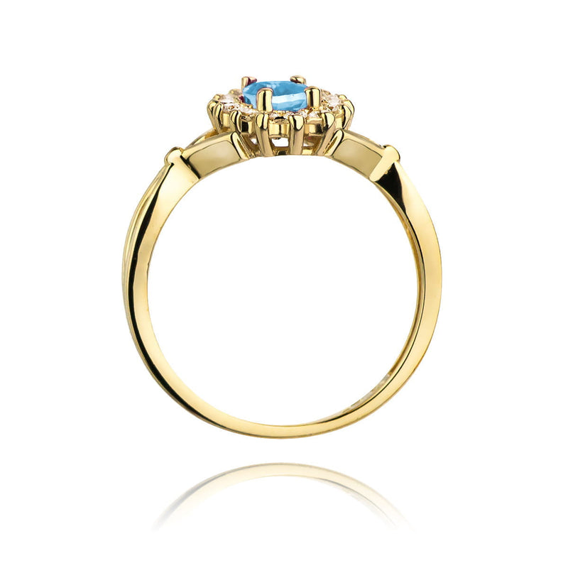 Inel Aur 14K cu Topaz Swiss 0.50 ct si Diamante Naturale 0.12 ct, imaginea 3 din 12